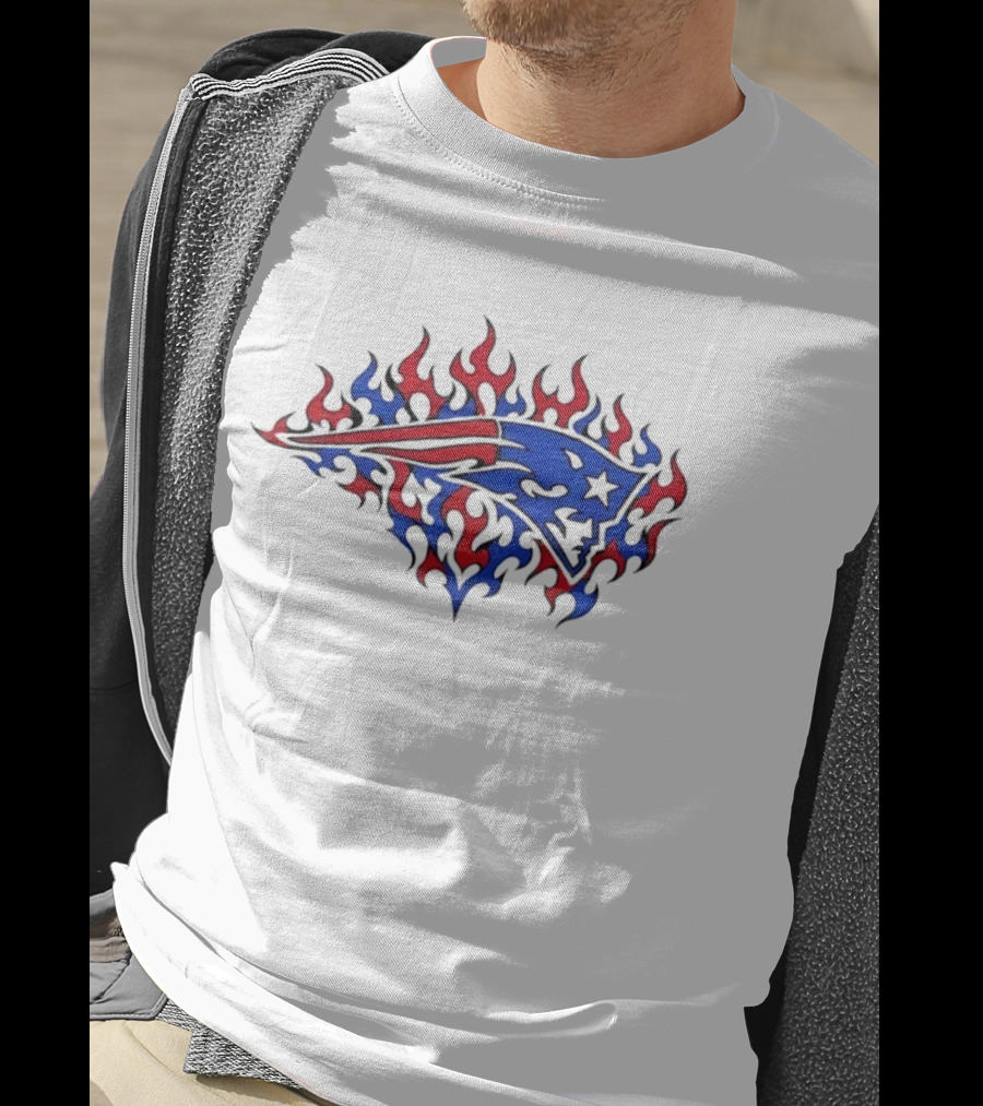 New England Patriots Flaming Blue And Red Sports Team T-Shirt