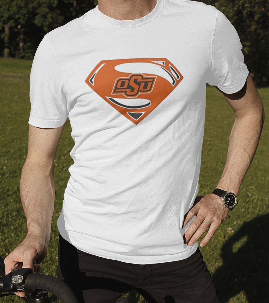Oklahoma State University OSU Superman Emblem Orange T-Shirt