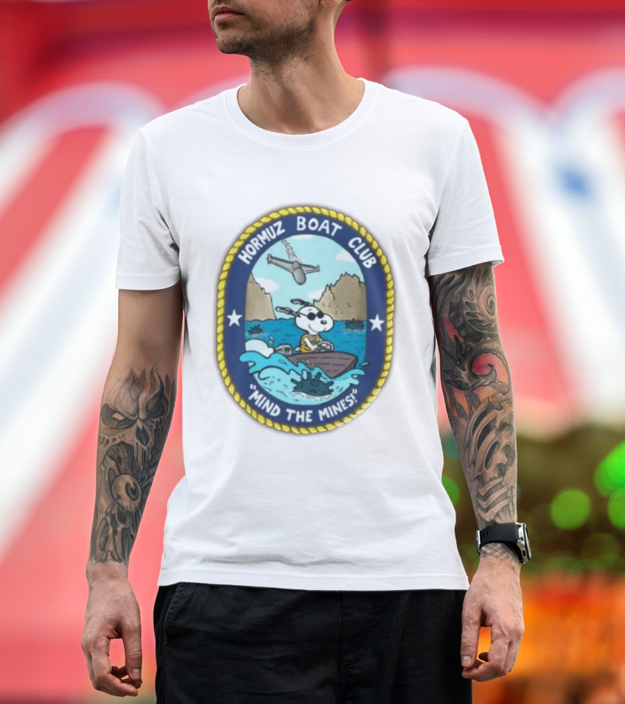 Hormuz Boat Club Snoopy Mind The Mines Marine Adventure Patch T-Shirt