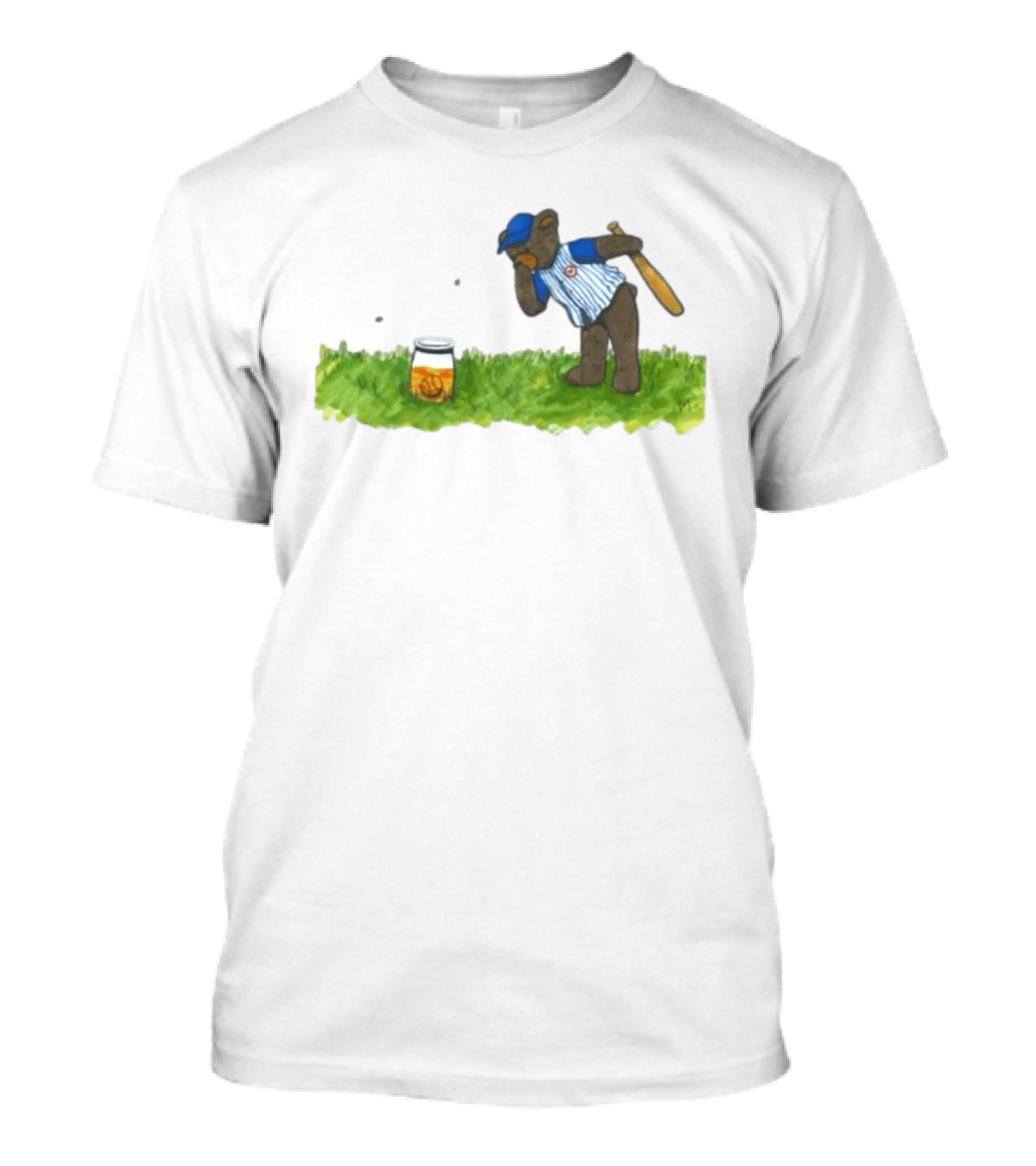 South Bend Cubs Bear With Baseball Bat And Honey Jar On Grass T-Shirt