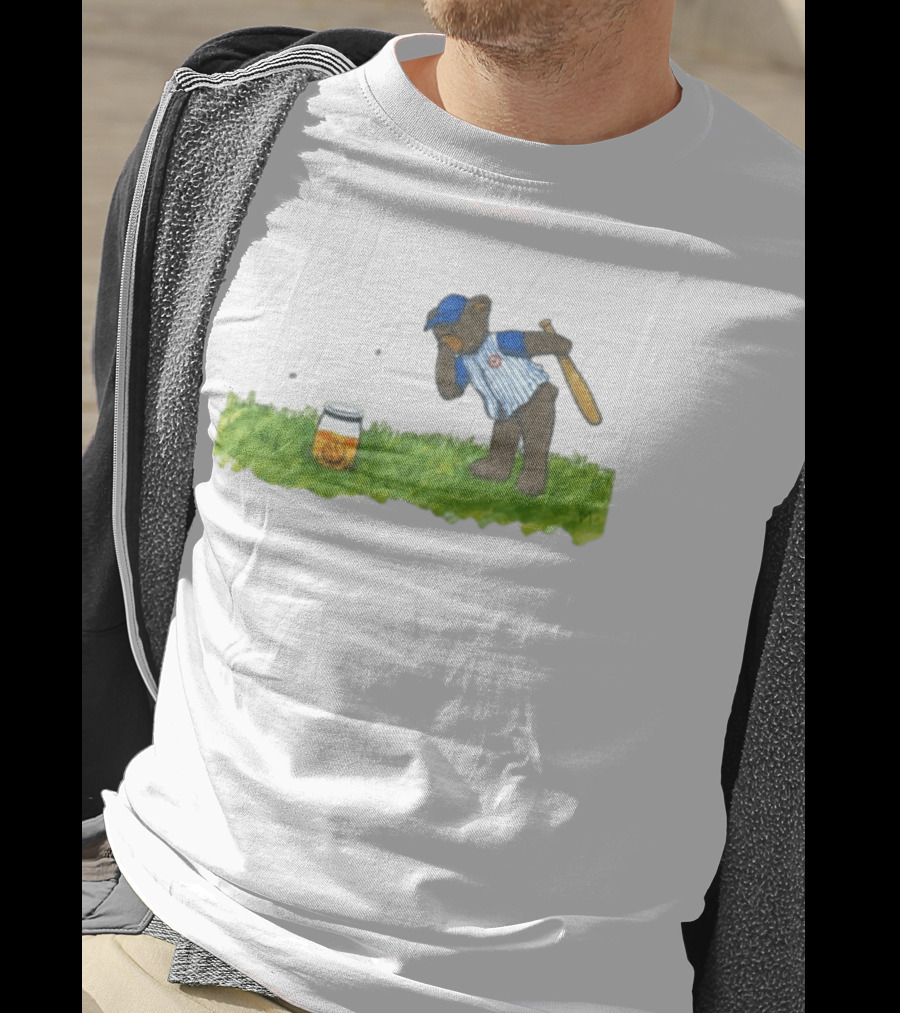South Bend Cubs Bear With Baseball Bat And Honey Jar On Grass T-Shirt