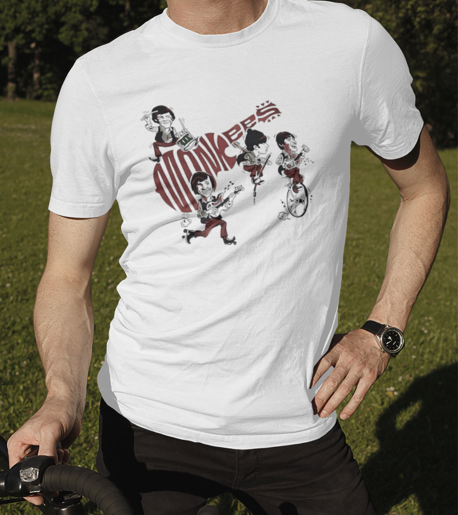 The Monkees Cartoon Band Members Davy Jones Micky Dolenz Mike Nesmith Peter Tork T-Shirt