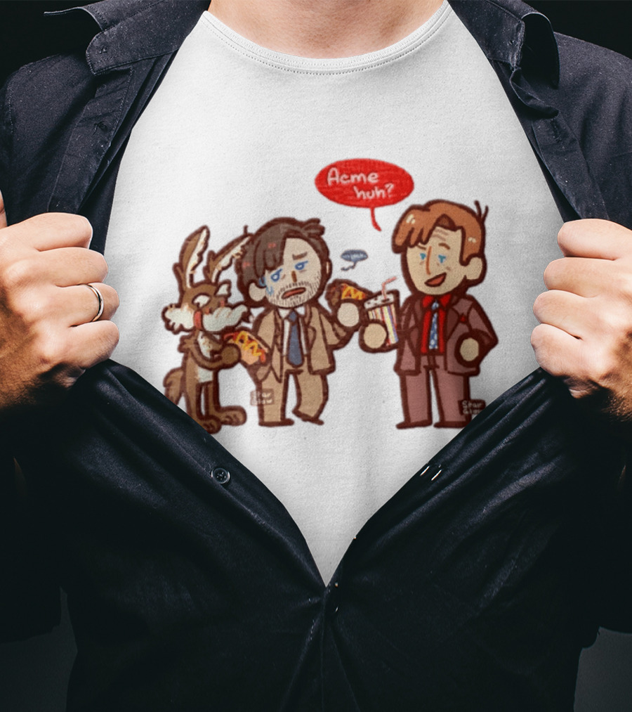 Wile E Coyote Saul Goodman Jimmy McGill Acme Huh Yeah Pizza Milkshake Cartoon Character Collaboration T-Shirt