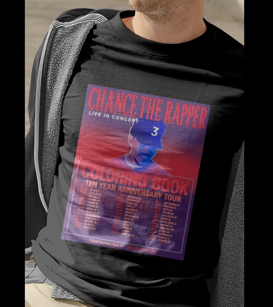 Chance The Rapper Live In Concert Coloring Book Ten Year Anniversary Tour Dates And Tickets T-Shirt