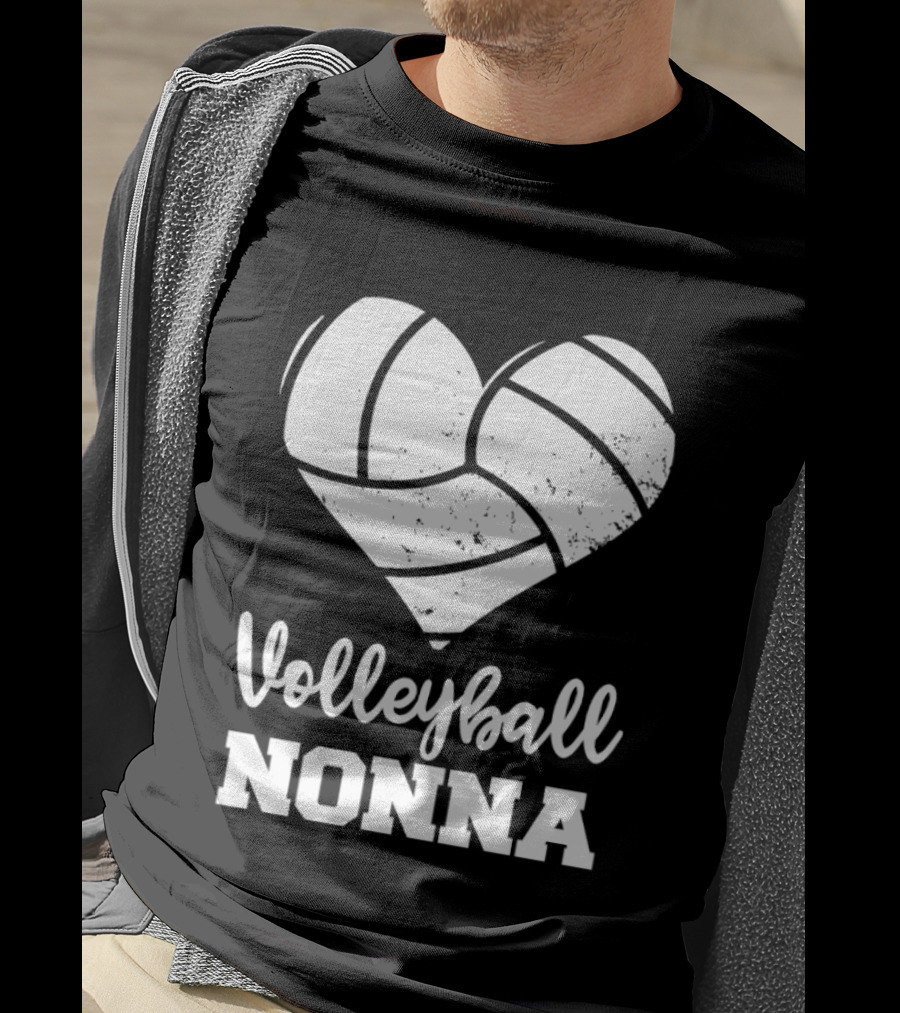 Volleyball Nonna Distressed Heart T-Shirt