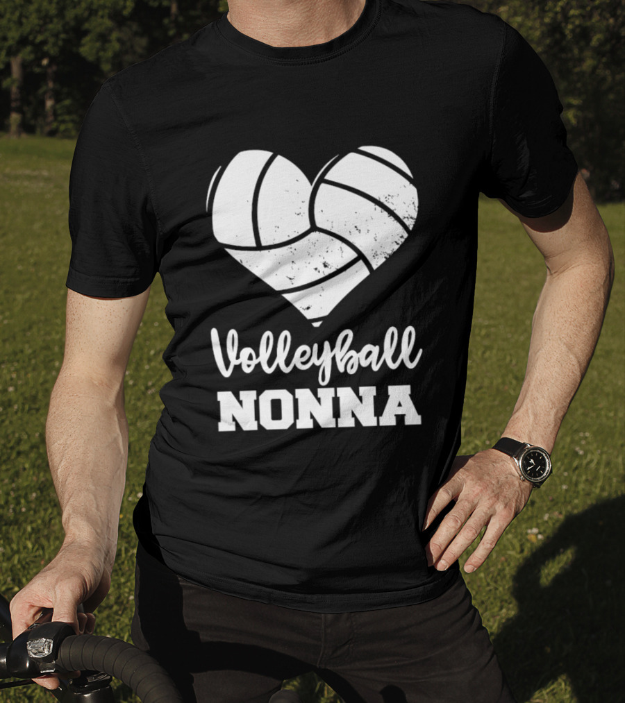 Volleyball Nonna Distressed Heart T-Shirt