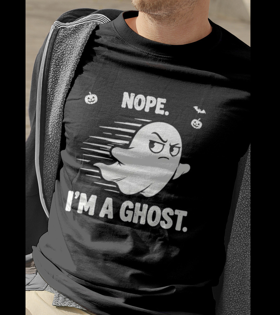 Nope I'm A Ghost Halloween Spooky With Pumpkins And Bats T-Shirt
