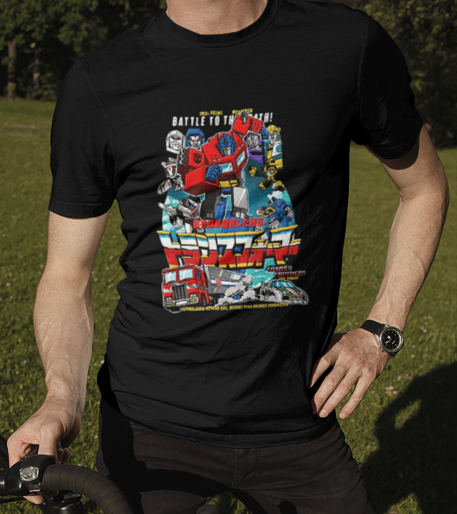 Optimus Prime Megatron Transformers Battle To The Death Beyond Good Japanese Text Autobots Decepticons Truck Robot T-Shirt