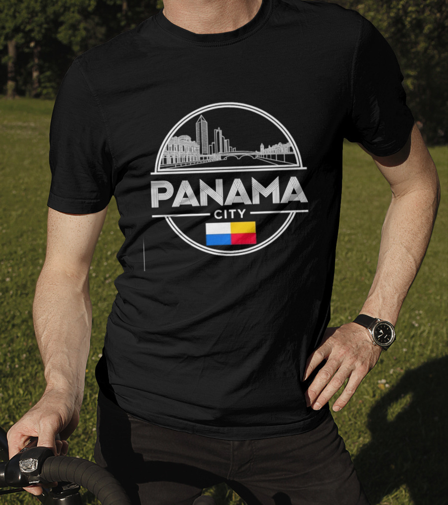 Panama City Skyline With Flag Colors Souvenir Travel Assistant To=python Code T-Shirt