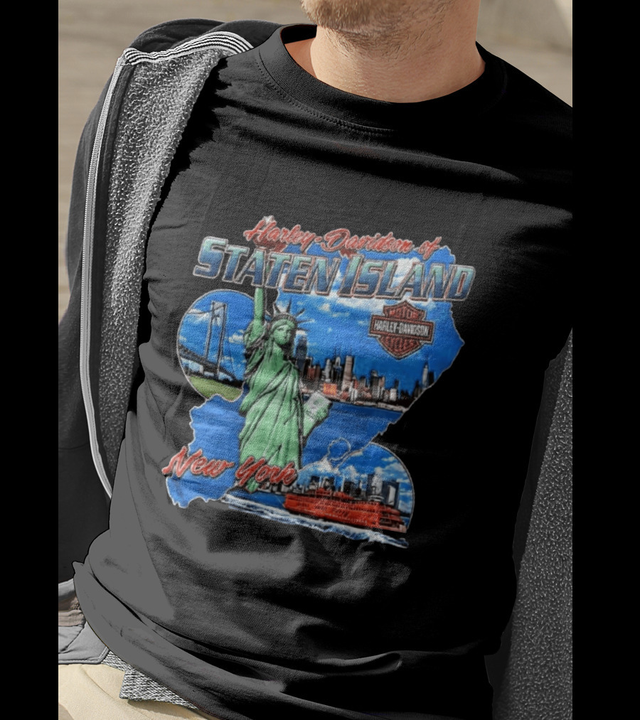 Harley Davidson Of Staten Island Liberty NYC Skyline New York T-Shirt