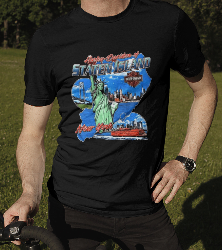 Harley Davidson Of Staten Island Liberty NYC Skyline New York T-Shirt