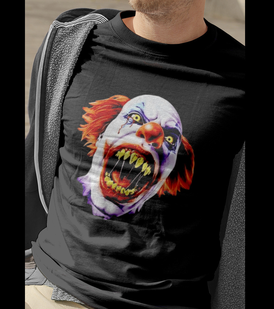 Scary Pennywise The Clown IT Horror Teeth And Fiery Hair T-Shirt