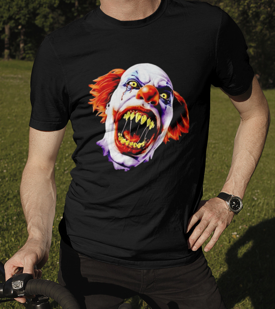 Scary Pennywise The Clown IT Horror Teeth And Fiery Hair T-Shirt