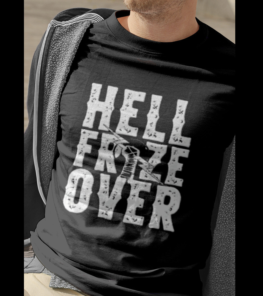 Hell Froze Over Taped Fist Lightning Bolt Distressed T-Shirt