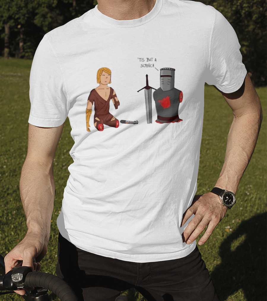 Anakin Skywalker And The Black Knight 'Tis But A Scratch Crossover Humor T-Shirt