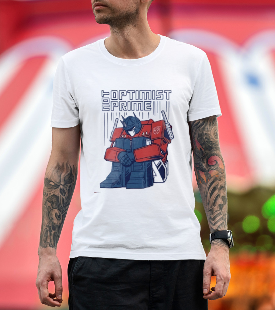 Optimist Prime Depressed Sad Robot Autobots Sitting T-Shirt