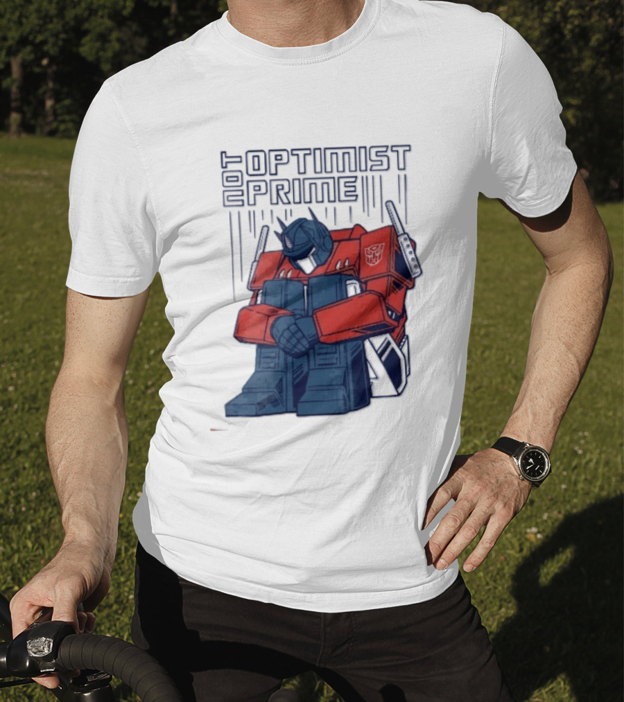 Optimist Prime Depressed Sad Robot Autobots Sitting T-Shirt