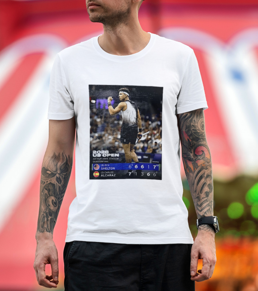 2026 US Open Arthur Ashe Stadium Quarterfinal Ben Shelton Vs Carlos Alcaraz T-Shirt