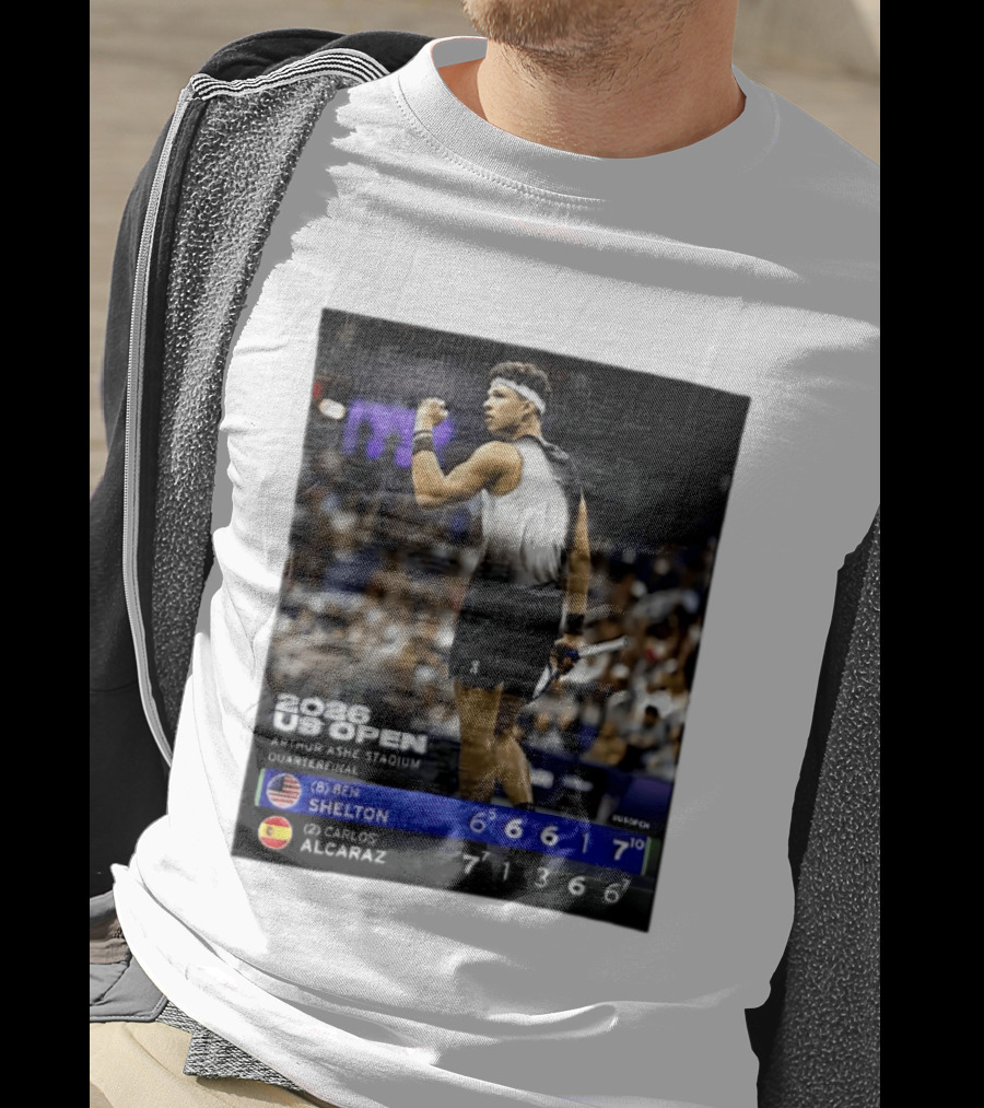 2026 US Open Arthur Ashe Stadium Quarterfinal Ben Shelton Vs Carlos Alcaraz T-Shirt