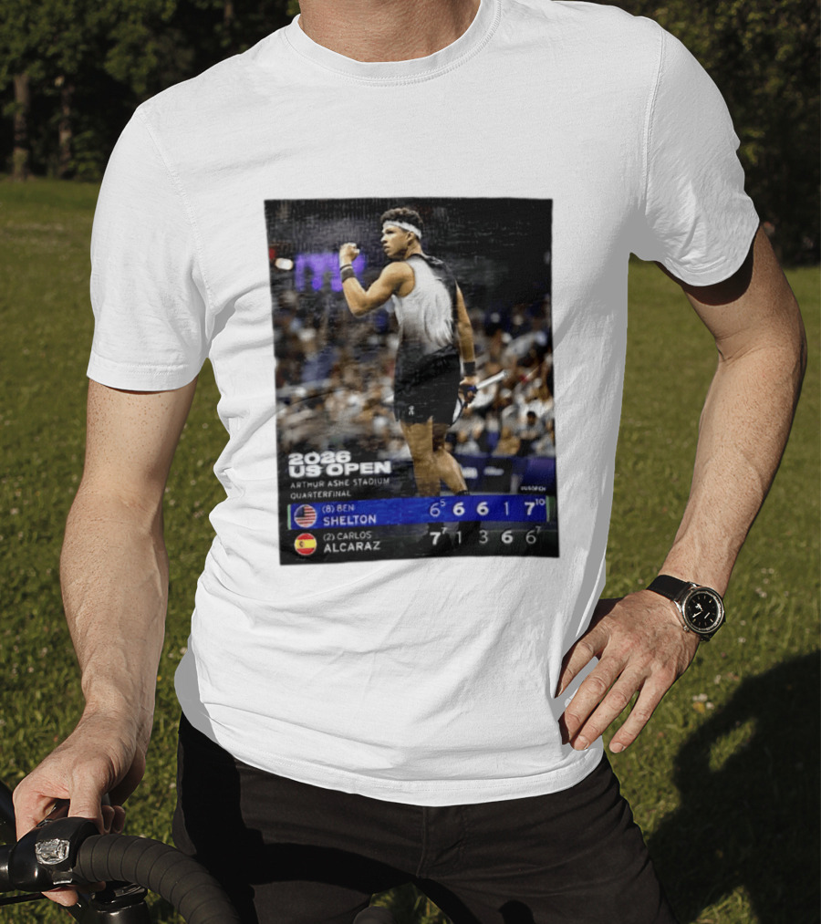 2026 US Open Arthur Ashe Stadium Quarterfinal Ben Shelton Vs Carlos Alcaraz T-Shirt