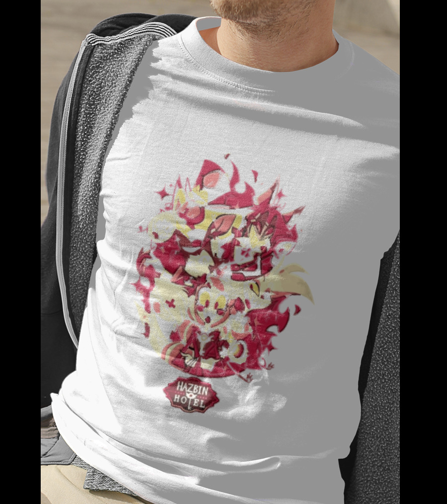 Hazbin Hotel Demon Characters Red Sparkles Group T-Shirt
