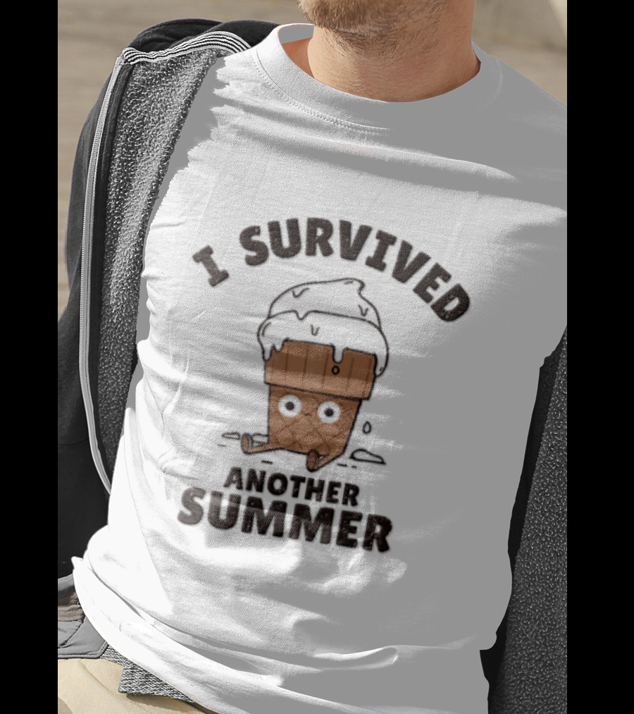 I Survived Another Summer Melting Ice Cream Cone Sitting T-Shirt