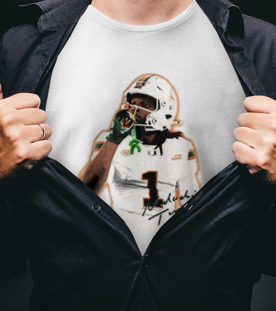 Miami Hurricanes Malachi Toney Player Photo Orange Glow NCAA Acc T-Shirt
