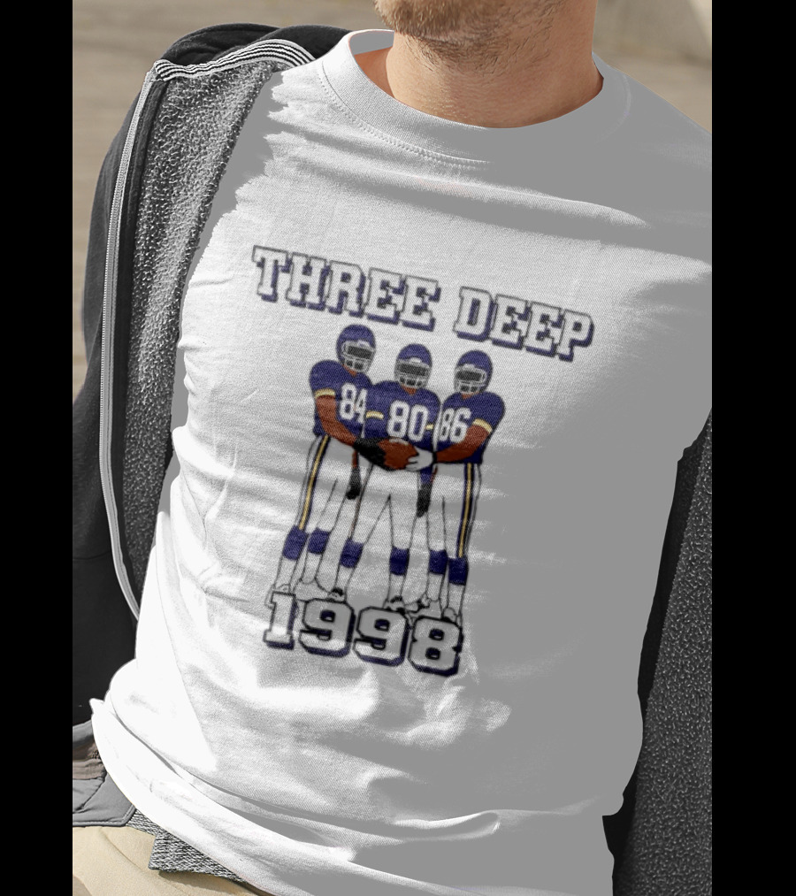 Three Deep 1998 Randy Moss Cris Carter Jake Reed Minnesota Vikings 84 80 86 T-Shirt