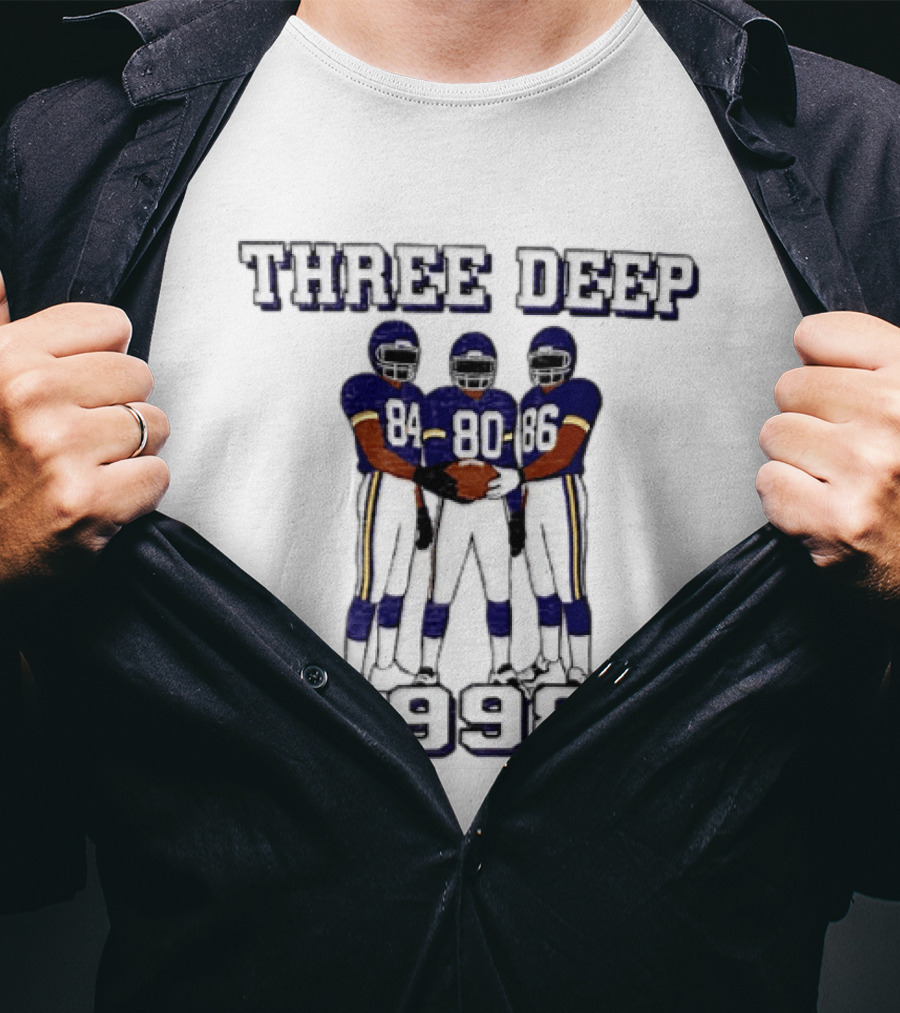 Three Deep 1998 Randy Moss Cris Carter Jake Reed Minnesota Vikings 84 80 86 T-Shirt