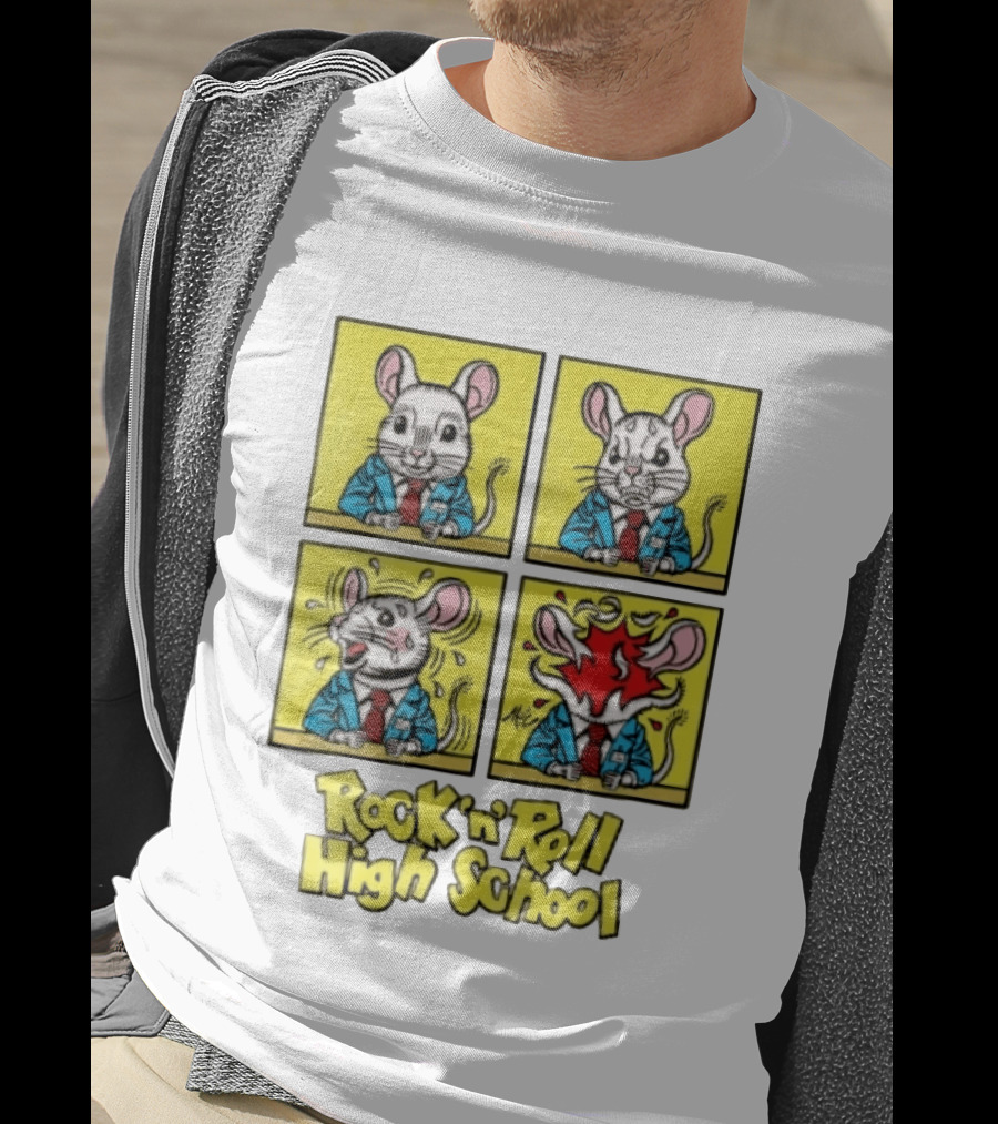 Rock N Roll High School Comic Mouse Head Explosion Cartoon Panels T-Shirt