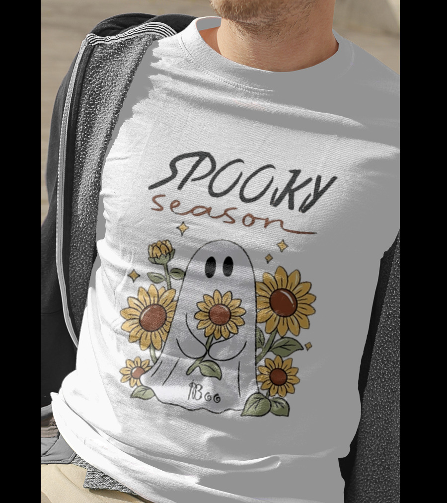 Spooky Season Ghost With Sunflowers Halloween Sunflower Ghost T-Shirt