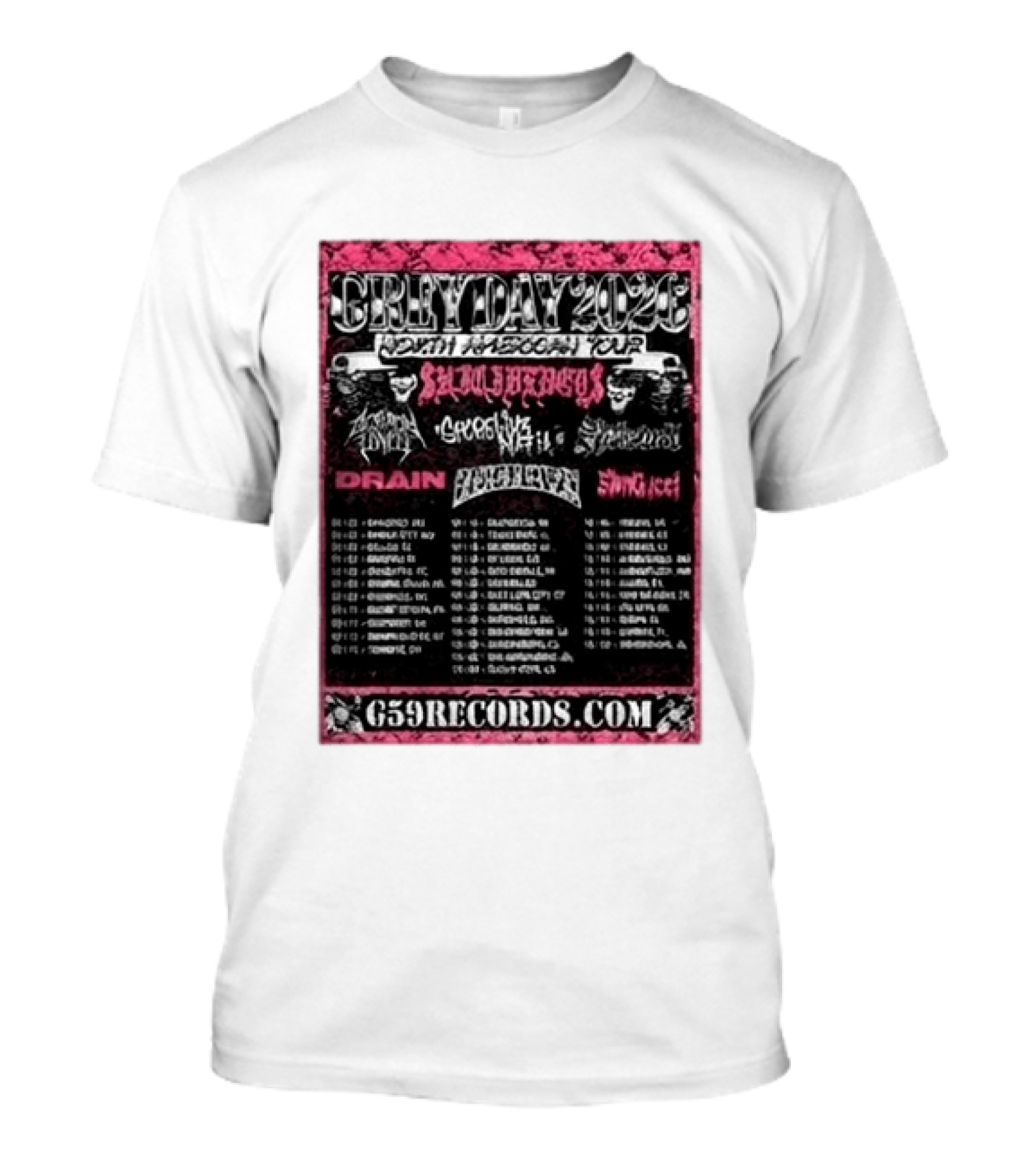 Greyday 2026 North American Tour Lineup Photo G59Records Suicideboys Drain Lineup Dates T-Shirt