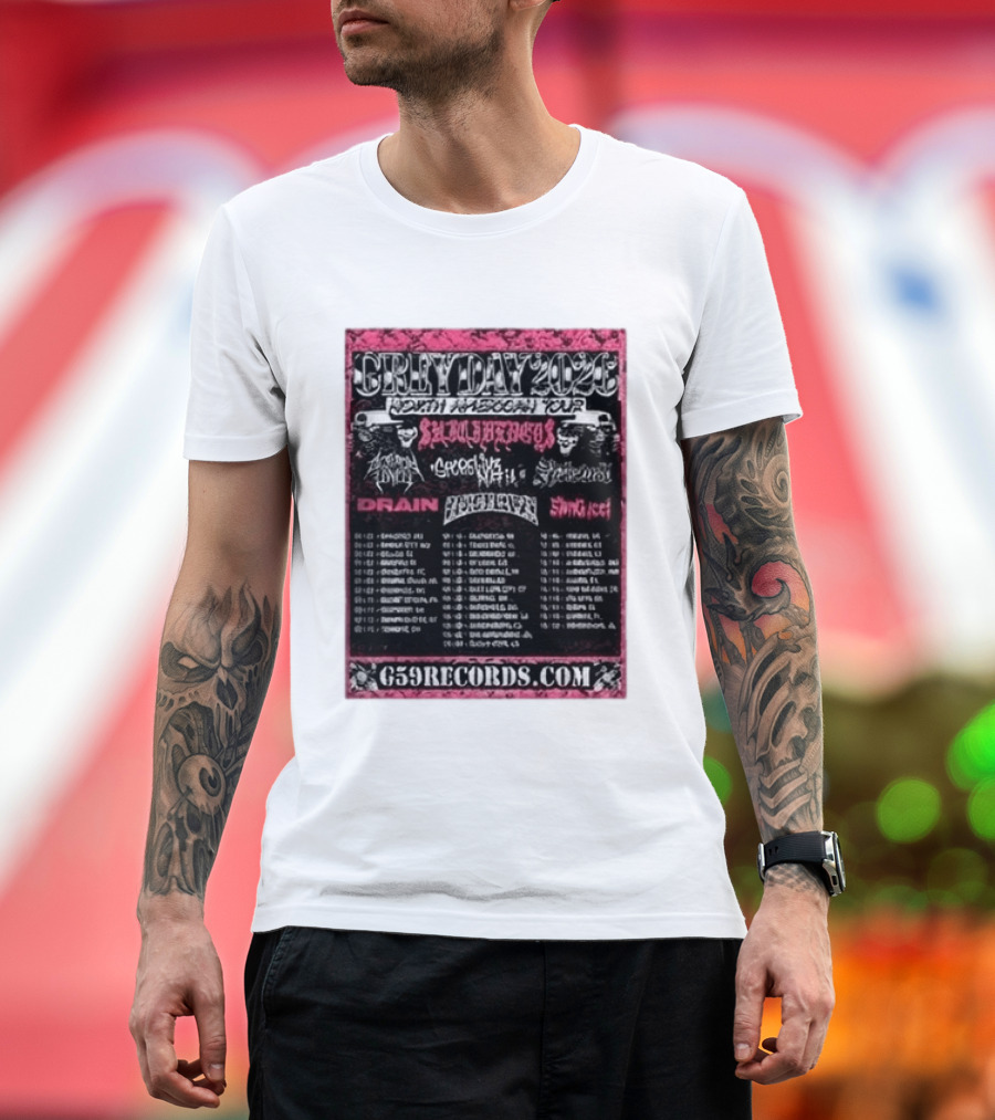 Greyday 2026 North American Tour Lineup Photo G59Records Suicideboys Drain Lineup Dates T-Shirt