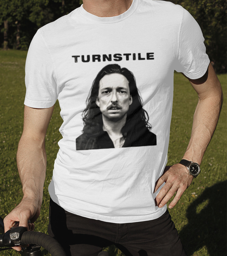 Turnstile Distressed Font Black And White T-Shirt