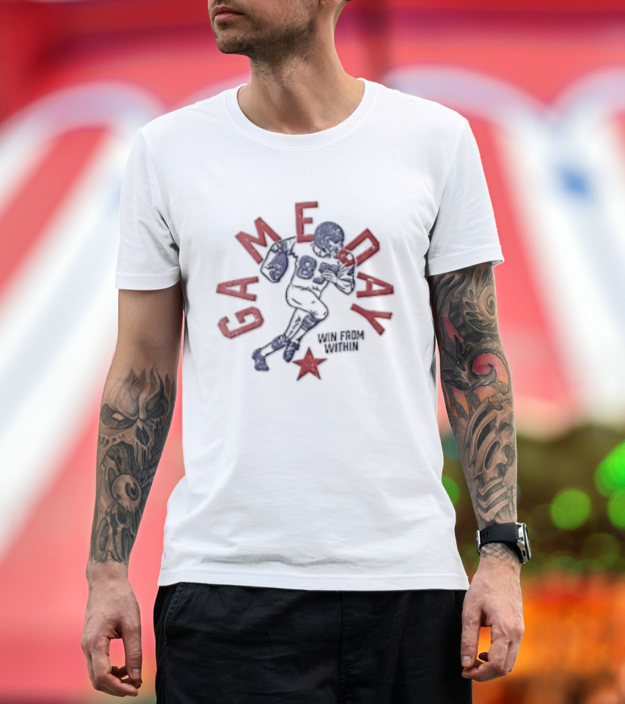 Win From Within Distressed Football Player Red Star T-Shirt