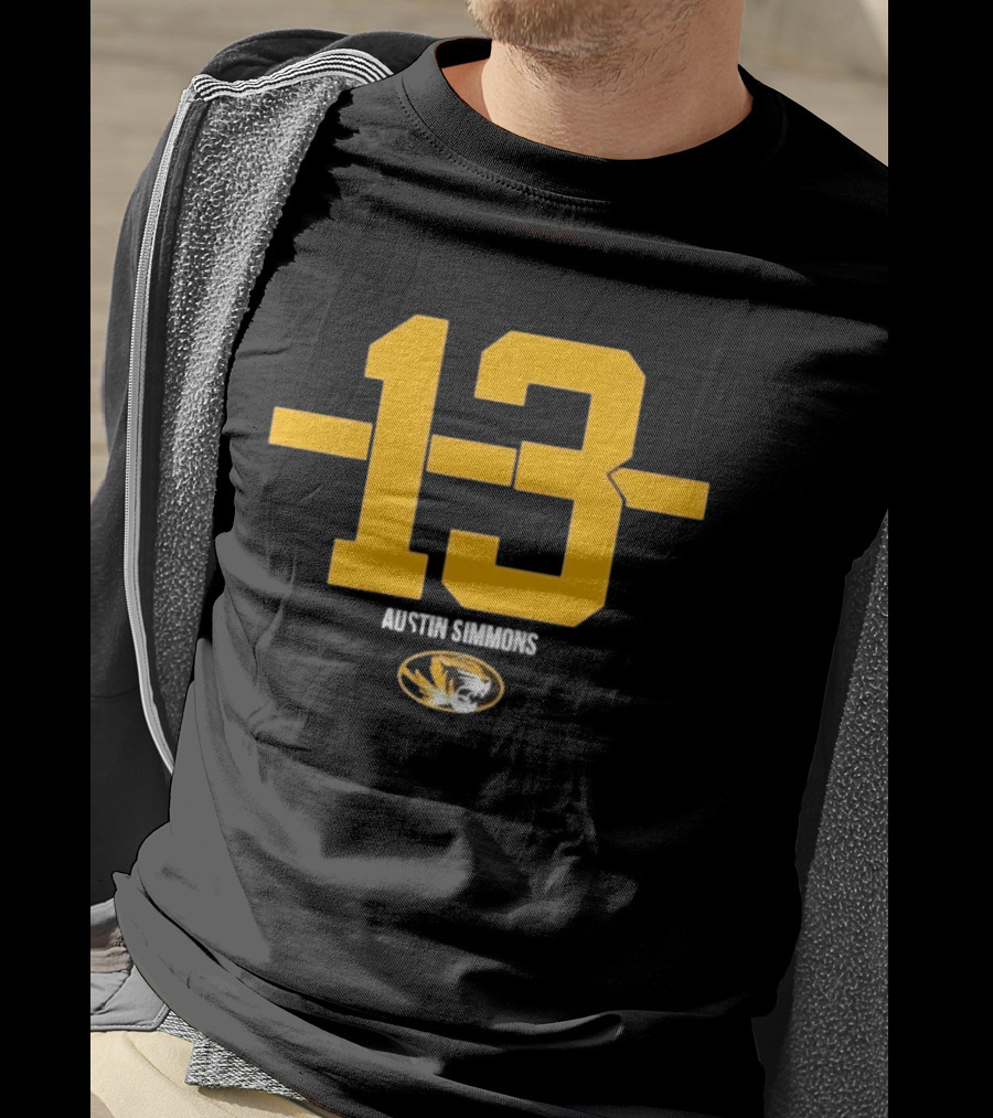 Austin Simmons 13 Missouri Tigers Number T-Shirt