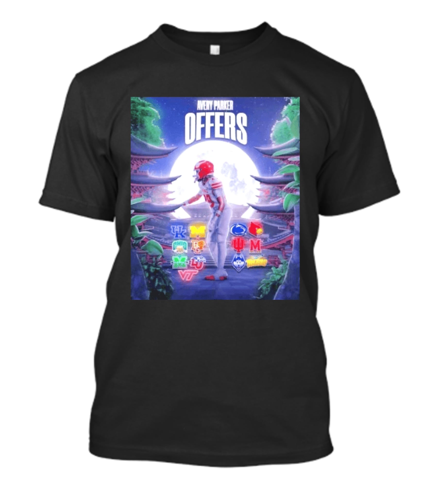 Avery Parker Elite College Football Recruiting 2029 Offers Team Logos T-Shirt