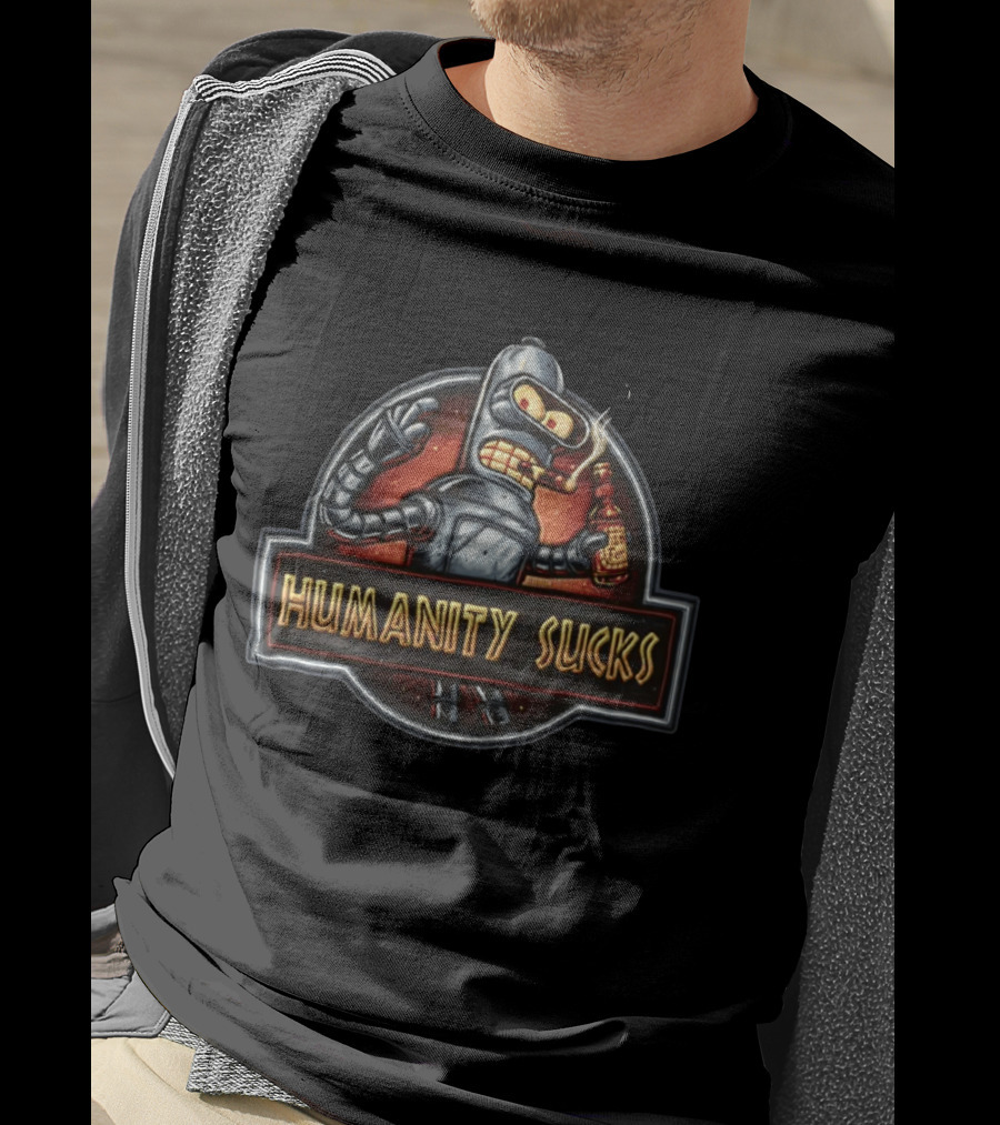Bender Humanity Sucks Futurama Robot Beer T-Shirt