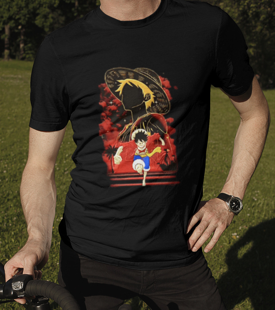 Monkey D Luffy Adventure Icon One Piece Anime Running Figure T-Shirt