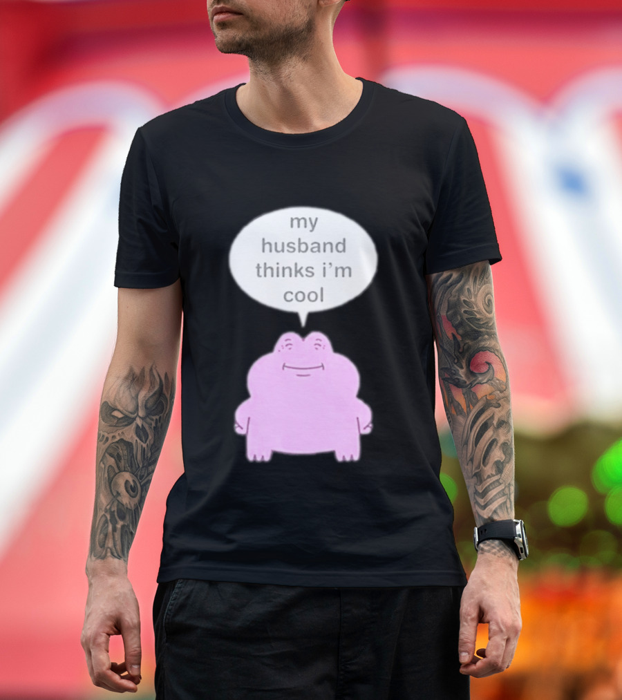 My Husband Thinks I'm Cool Pink Frog T-Shirt