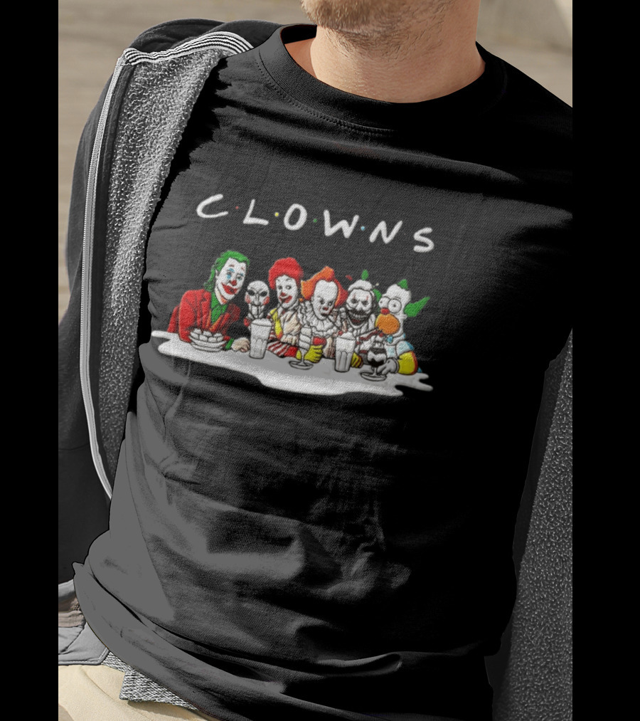Clowns Joker Billy Ronald McDonald Pennywise Parody Milkshake Scene T-Shirt