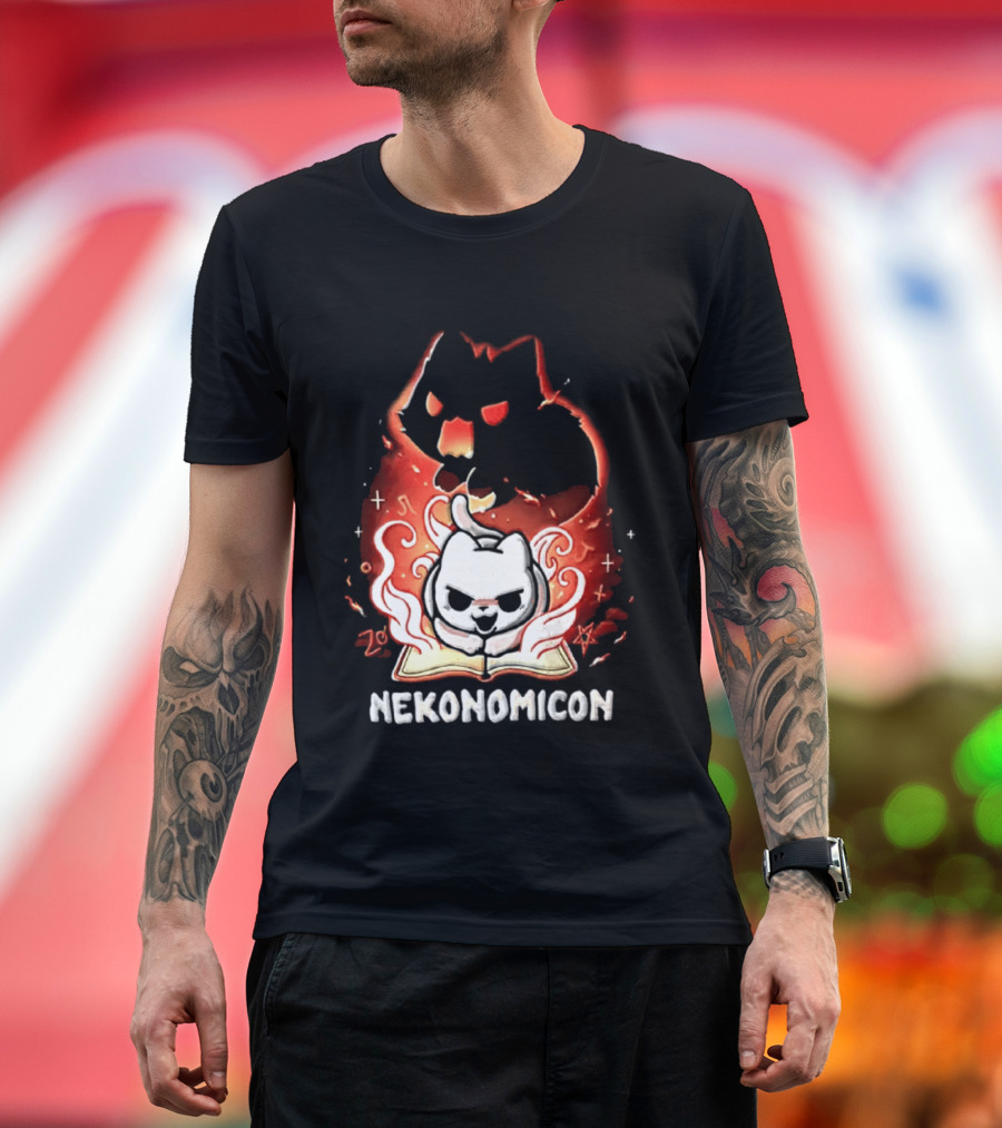 Nekonomicon Cat Summoning Dark Spirit Horror Occult Magic Spell Book T-Shirt