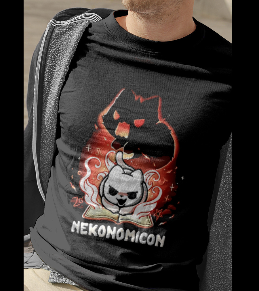 Nekonomicon Cat Summoning Dark Spirit Horror Occult Magic Spell Book T-Shirt