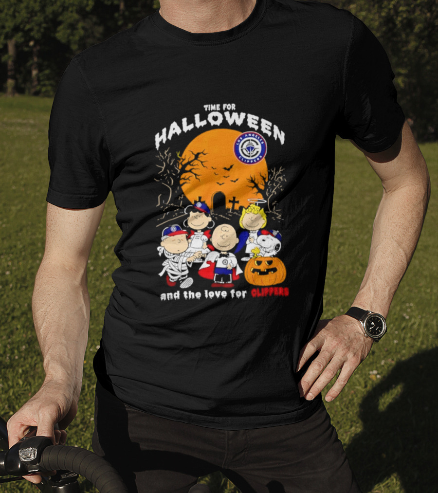 Peanuts Gang Time For Halloween Los Angeles Clippers Pumpkin Fun T-Shirt