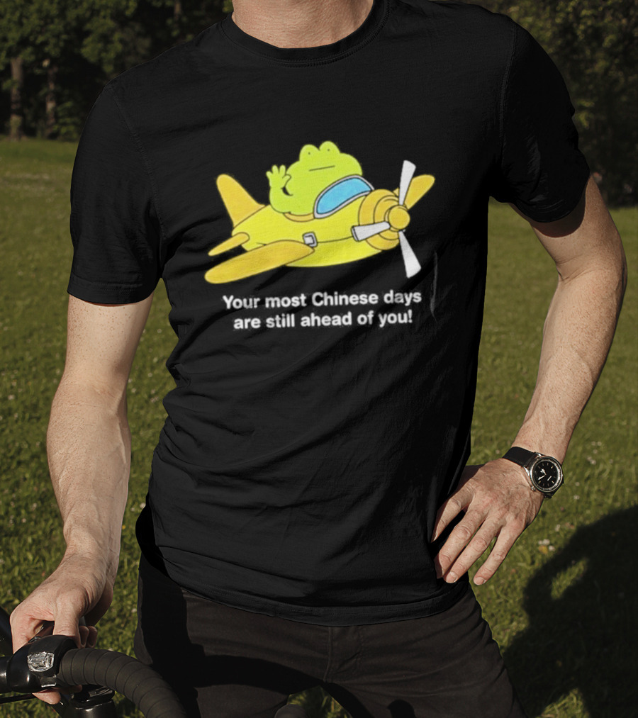Frog Your Most Chinese Days Are Still Ahead Of You Airplane Scene T-Shirt