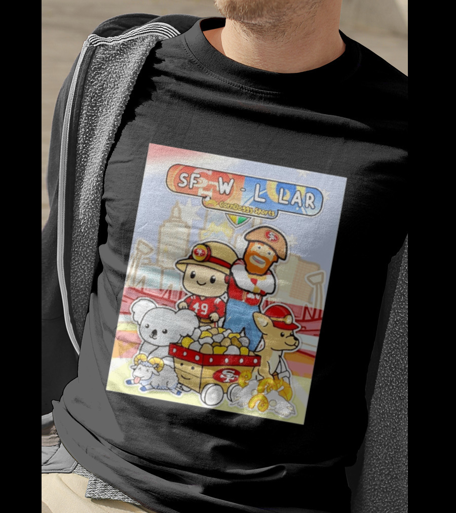 SF 49ers Vs LAR CornDoggy Sports Matchup With Cute Characters And Animals T-Shirt