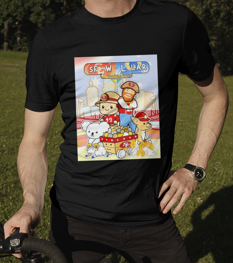 SF 49ers Vs LAR CornDoggy Sports Matchup With Cute Characters And Animals T-Shirt