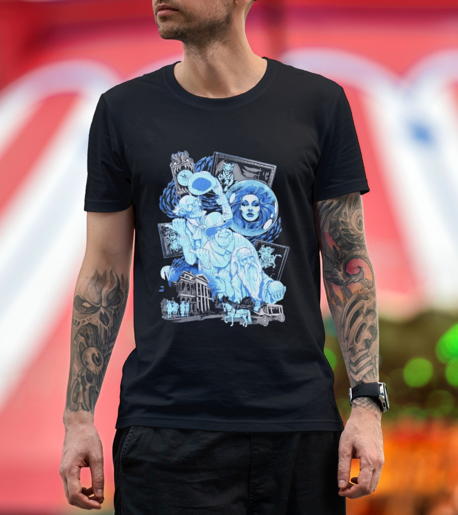 The Haunted Mansion Ghostly Spirits Madame Leota Hitchhiking Ghosts And Doom Buggy T-Shirt