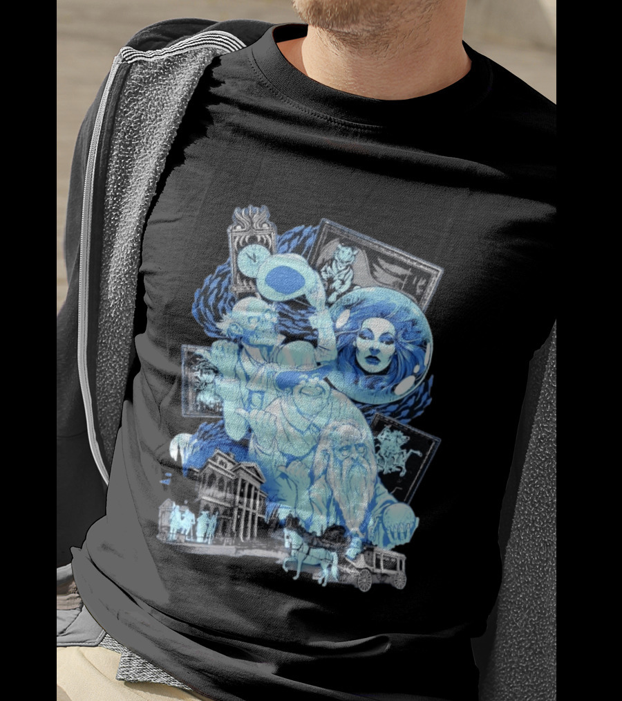 The Haunted Mansion Ghostly Spirits Madame Leota Hitchhiking Ghosts And Doom Buggy T-Shirt