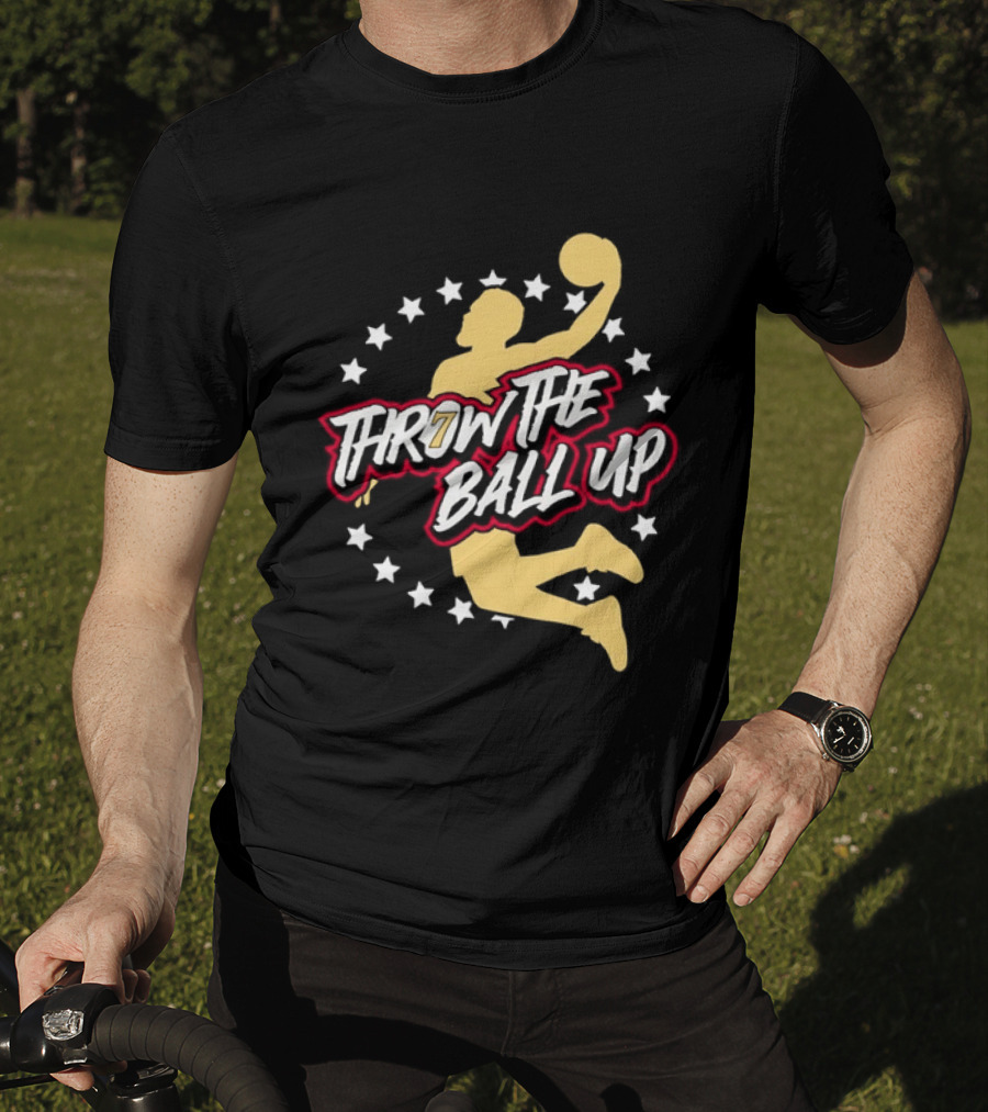 Throw The Ball Up Basketball Player Silhouette With Stars T-Shirt